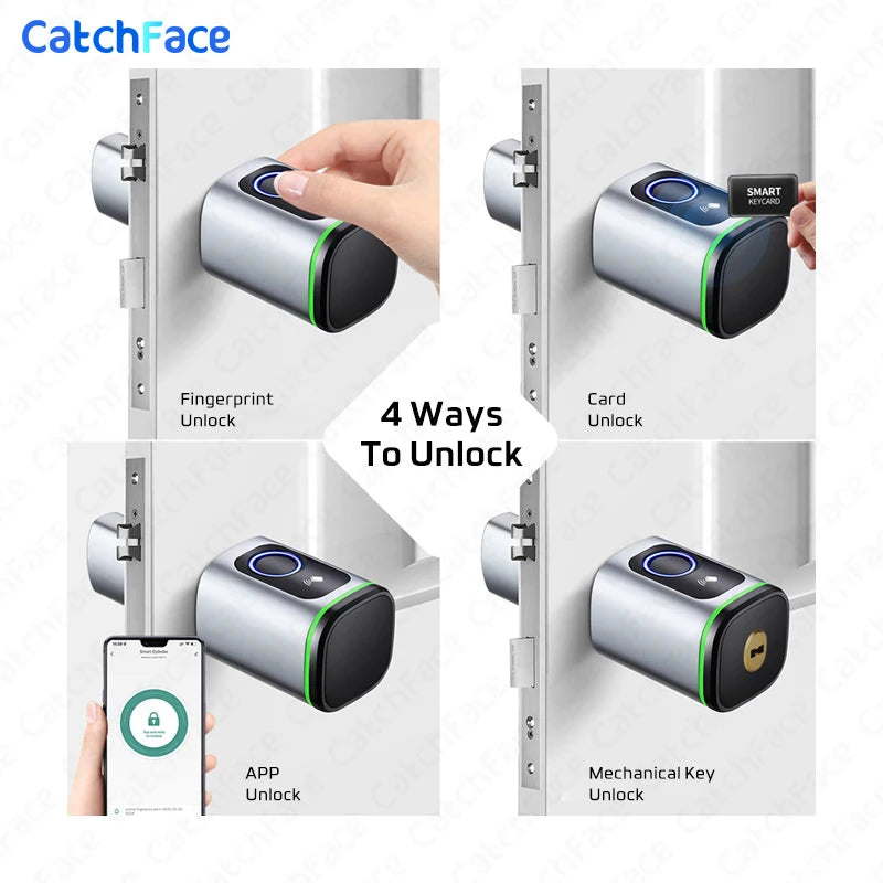 Catchface Euro TTLock APP Fingerprint or Code Password Digital RFID Card Cylinder Smart Door Lock