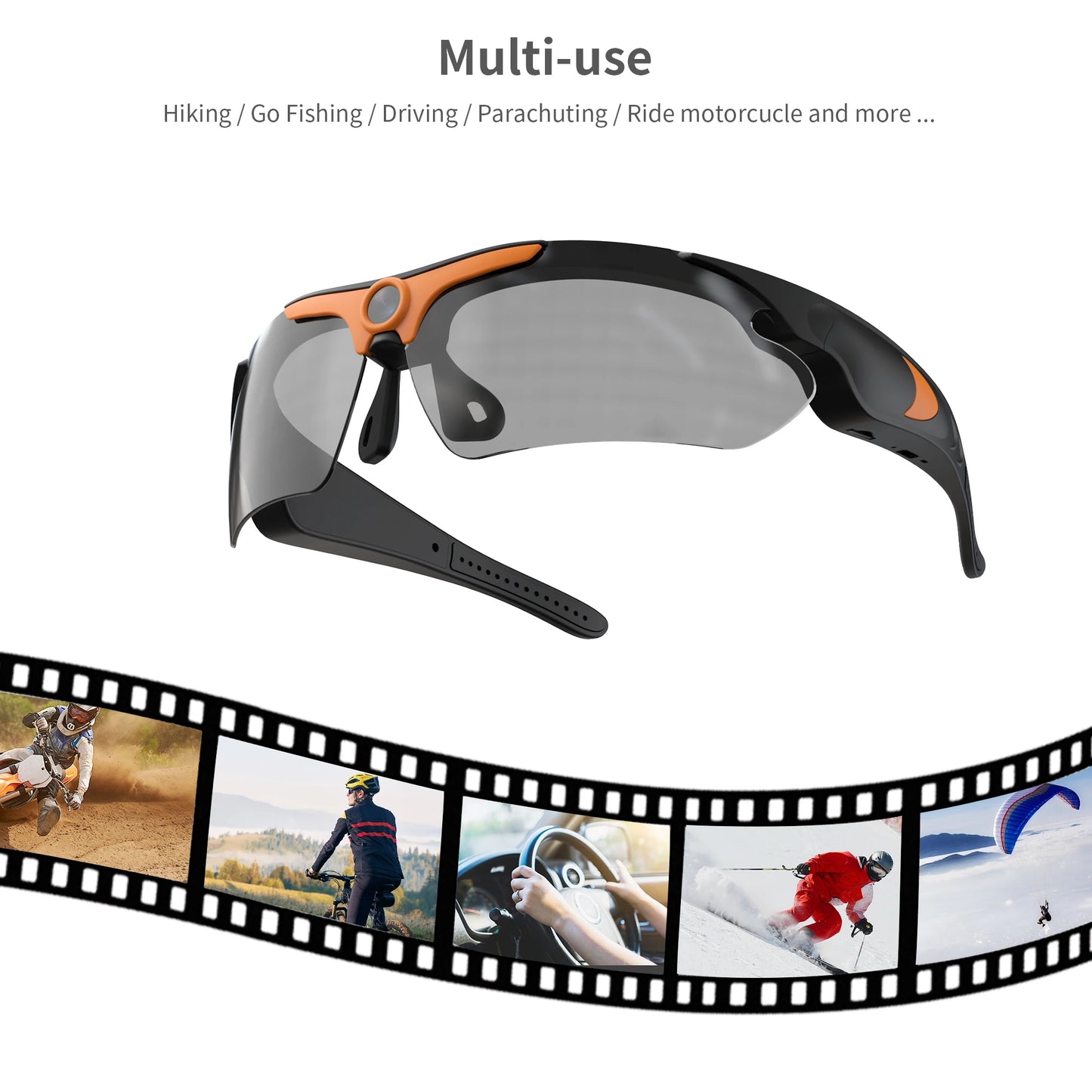 Wearable HD 1080P Camera Outdoor Cycling Glasses Polarized Lens Smart Camcorder Security Protection Video Record Smart Camera