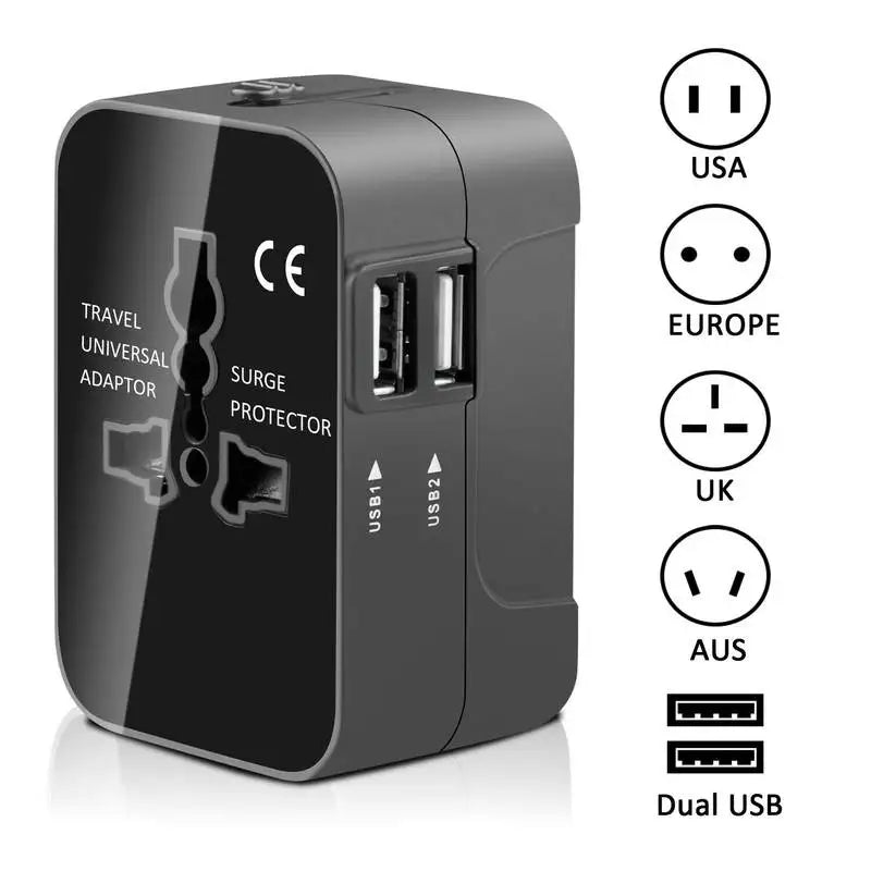 Universal Travel Plug Adapter 2 USB Port World Travel AC Power Charger Adapter AU US UK EU Converter Adapter USB Charger New