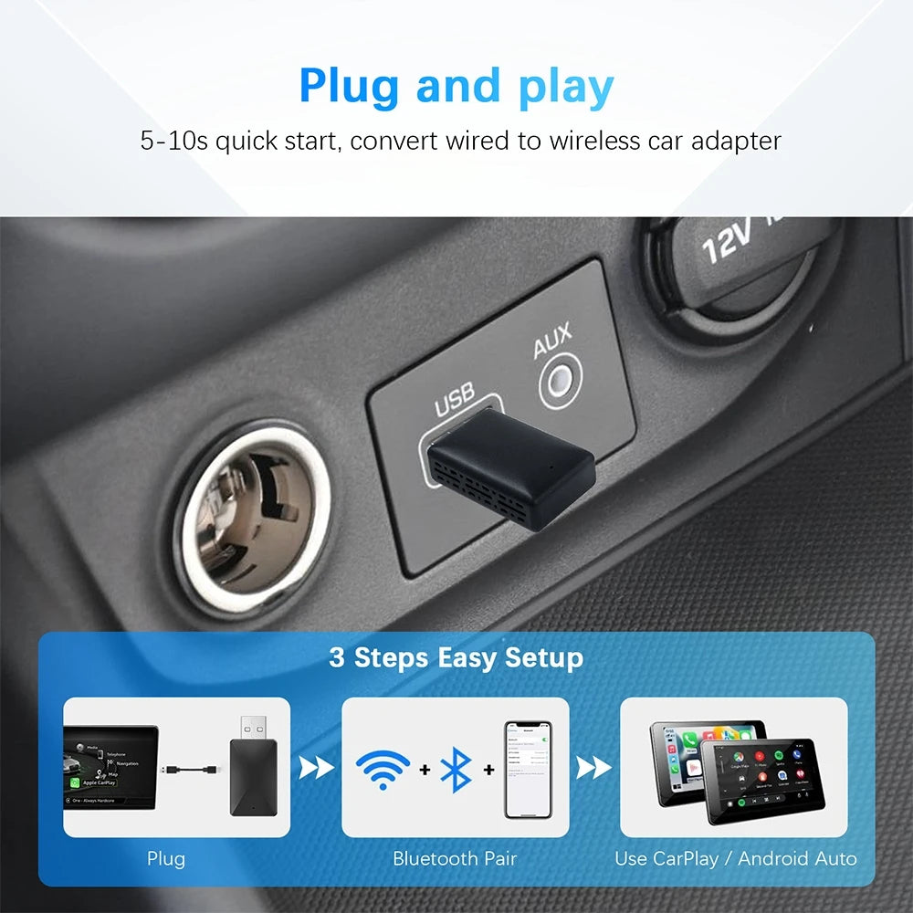 2in1 Wireless CarPlay Android Auto Wireless Adapter