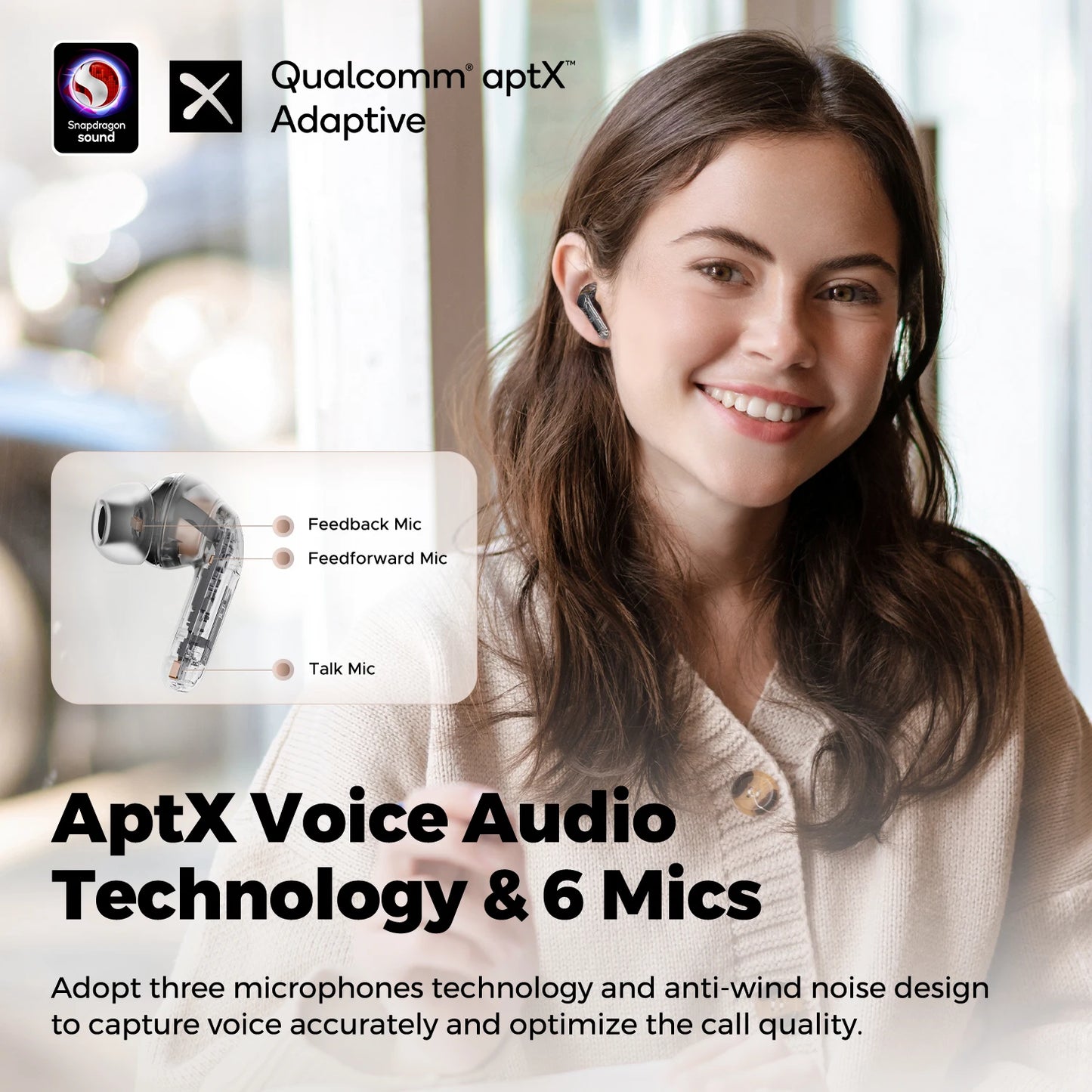 SoundPEATS Air4 Pro ANC Wireless Earbuds, Bluetooth 5.3 Earbuds with 6 Mics CVC 8.0 ENC, Qualcomm® AptX™ Adaptive Earphones