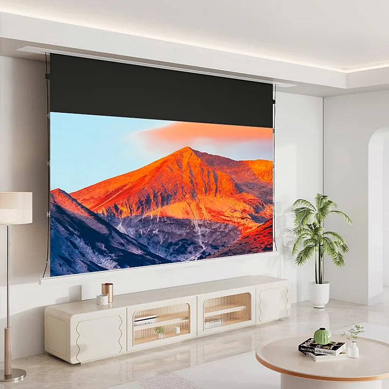 Automatic Ceiling Recessed Tab-Tension Projector Screen