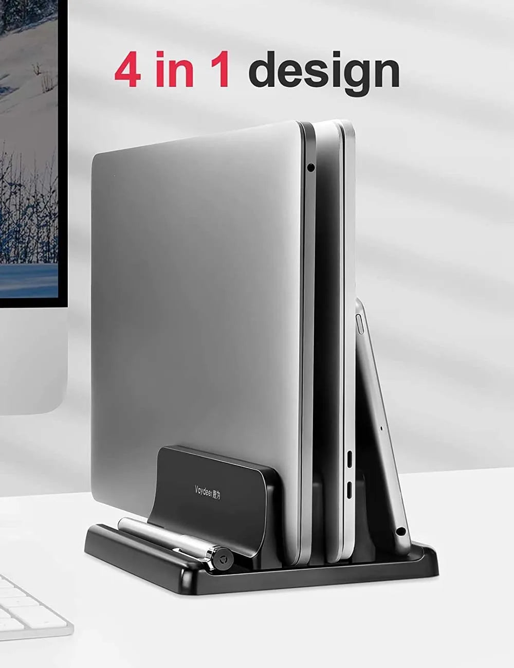 T-WOLF Dual-Slot Adjustable Vertical Laptop Stand