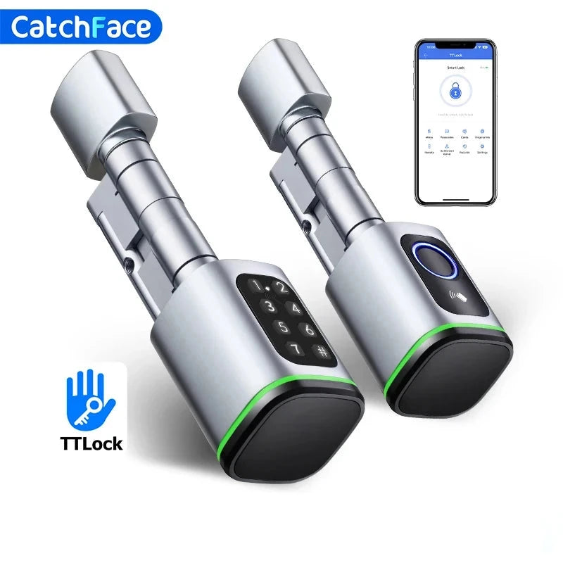 Catchface Euro TTLock APP Fingerprint or Code Password Digital RFID Card Cylinder Smart Door Lock