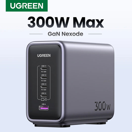 UGREEN 300W GaN Charger Desktop Charging Station USB Charger 140W Max Single Port PD3.1 Fast Charger for MacBook Pro iPad iPhone