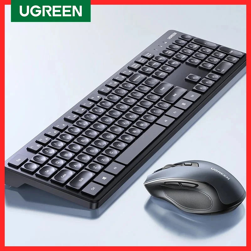 UGREEN Keyboard Mouse Wireless 2.4G English Russian Keycap For MacBook Tablet Office PC Accessories Mice 104 Keycaps Keyboard