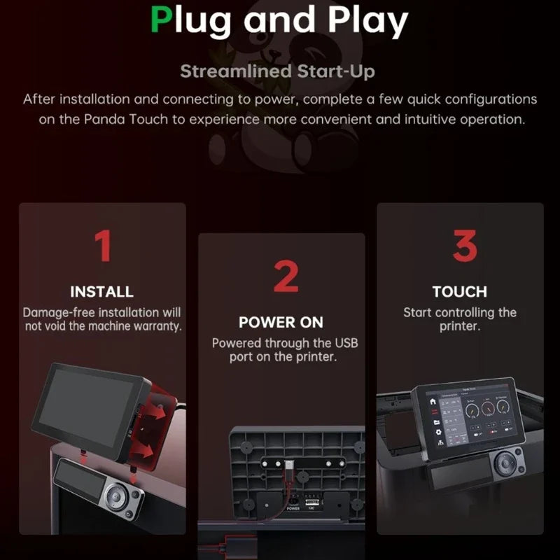 Panda Touch for Bambu Lab P1S 3D Printers Upgrade Screen Display Improves Printing Efficiency