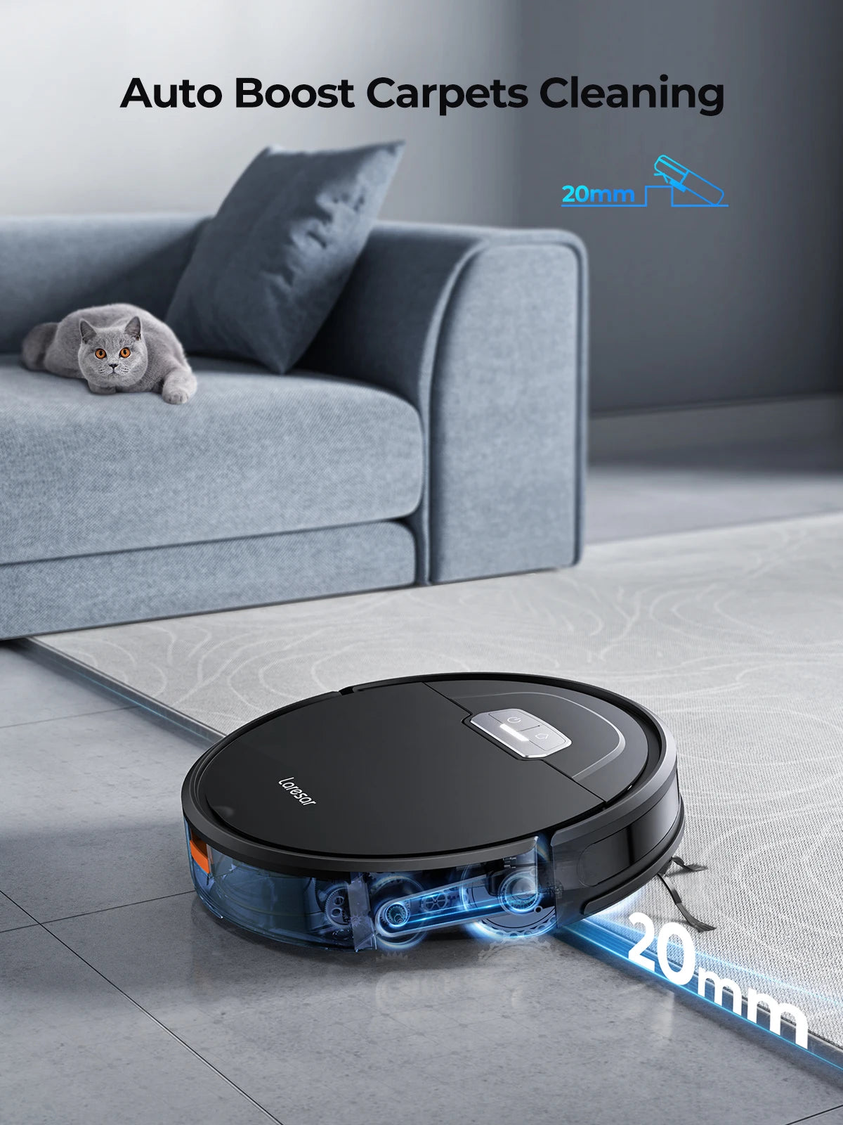 Laresar 3 Robot Vacuum Cleaner Mop 6000Pa Wireless Smart APP Control Planned Mapping Home Floor Washing Carpet Pet Hair Cleaning