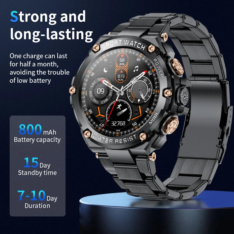 LIGE 800mA Large Battery Smart Watches Dual Bluetooth Call Waterproof Sports Men Smartwatch Heart Rate Monitor Bracelet 2024 New