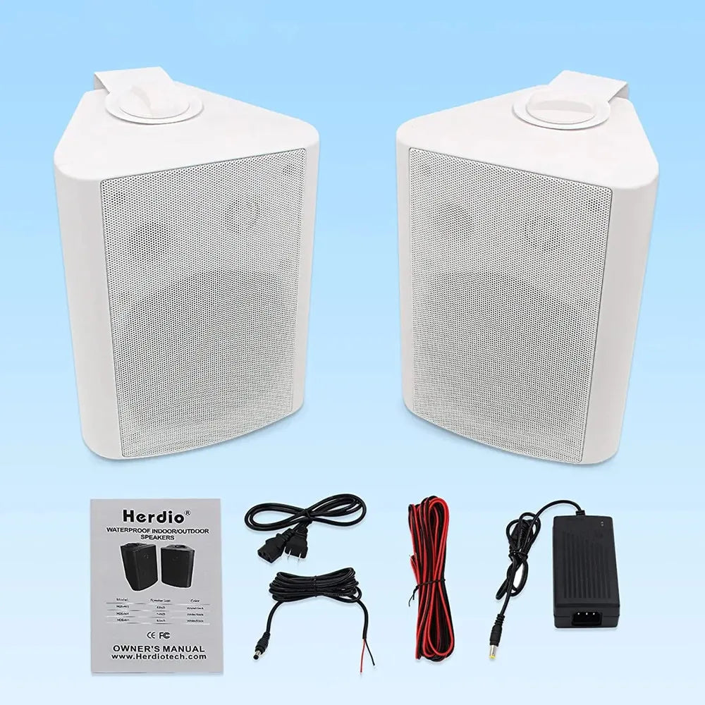 Herdio 5.25 Inches 300 Watts Indoor Outdoor Bluetooth Speakers Waterproof Wired Wall Mount System For Patio Garage Deck Backyard