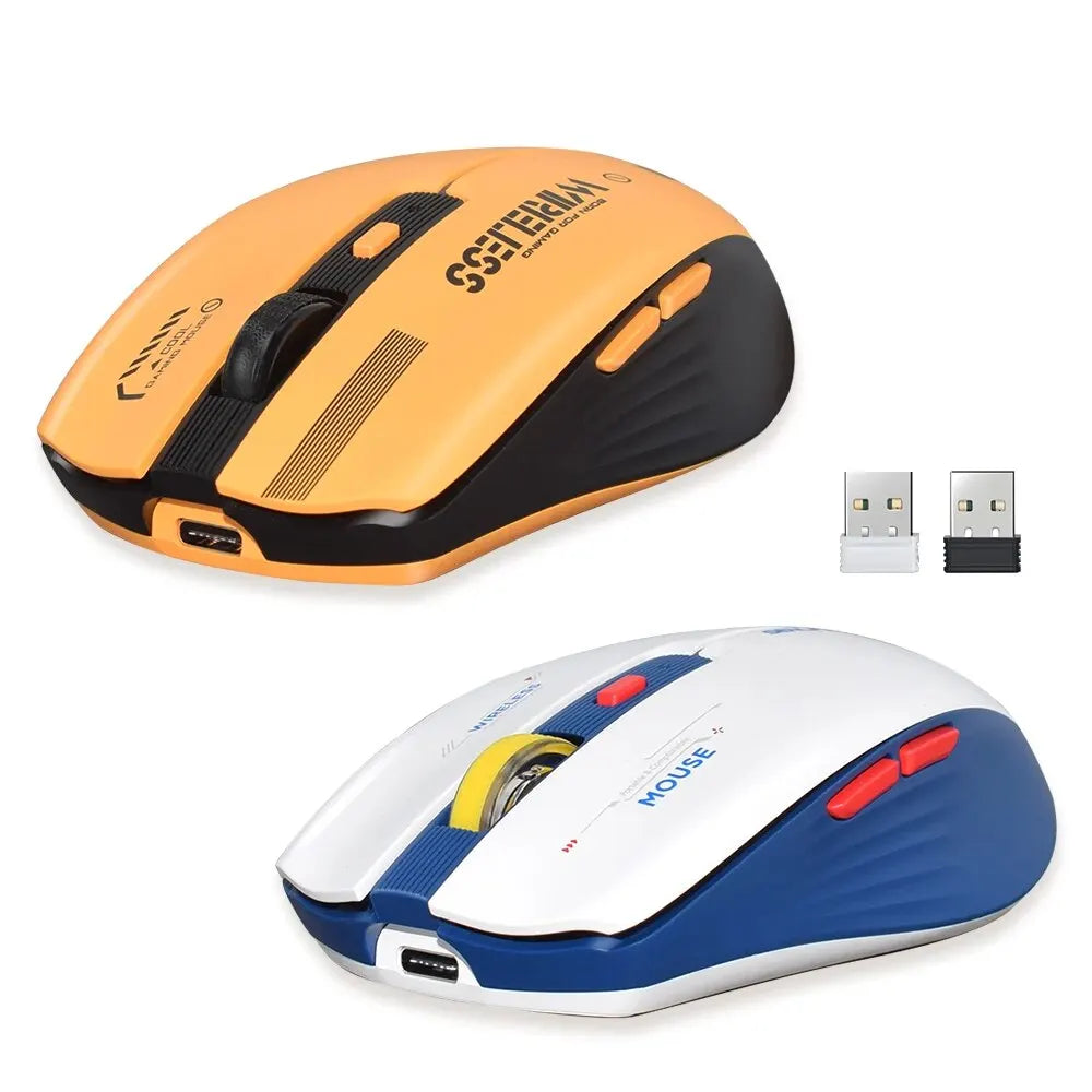 Wireless 2.4G LED Backlit Mouse For Laptop Notebook Computer PC Rechargeable Ergonomic Slim Silent Blue-white Color