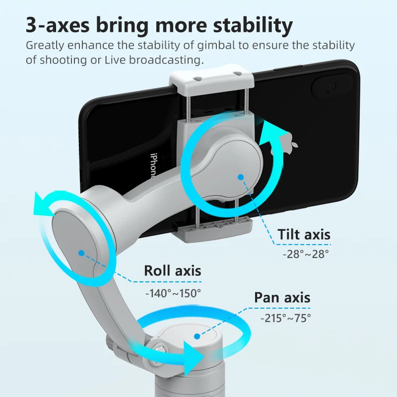 HQ3 Portable 3-Axis Handheld Gimbal Stabilizer for Smartphones Vlog Video Shooting and Live Recording Anti-shake with Tripod