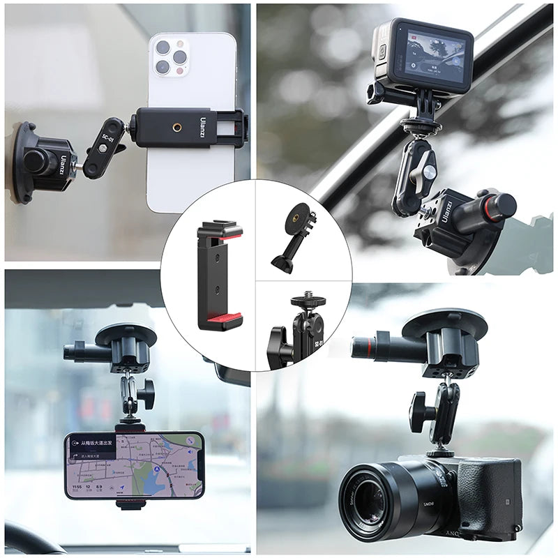 Ulanzi 3 inch/4.5 inch Action Camera Hand Pump Vacuum Suction Cup 1/4" 3/8" Camera Stabilizer Bracket for GoPro Insta360 Phone