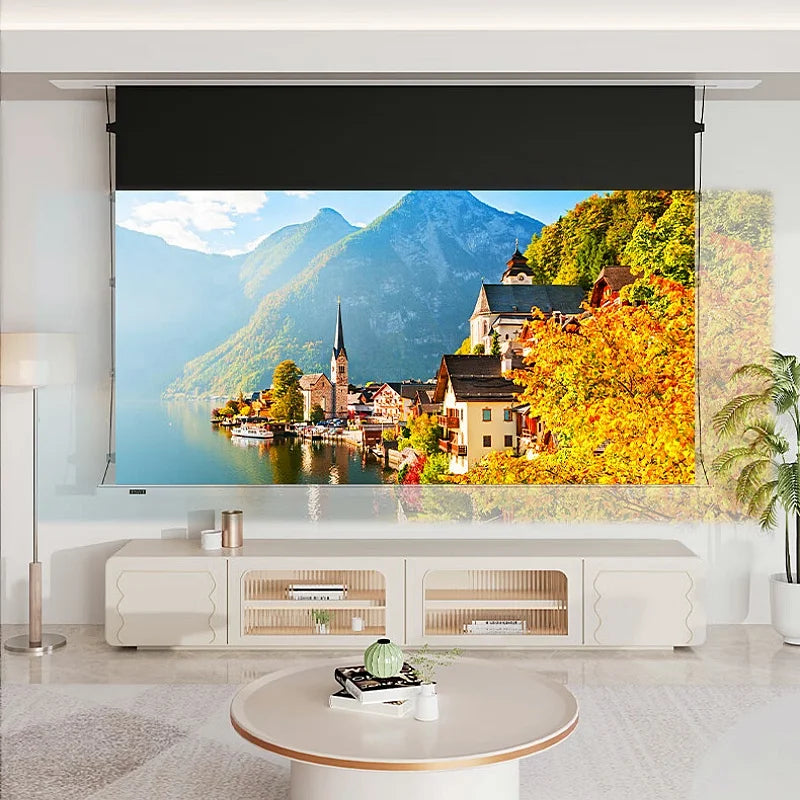 Automatic Ceiling Recessed Tab-Tension Projector Screen