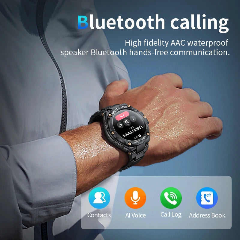 LIGE 800mA Large Battery Smart Watches Dual Bluetooth Call Waterproof Sports Men Smartwatch Heart Rate Monitor Bracelet 2024 New