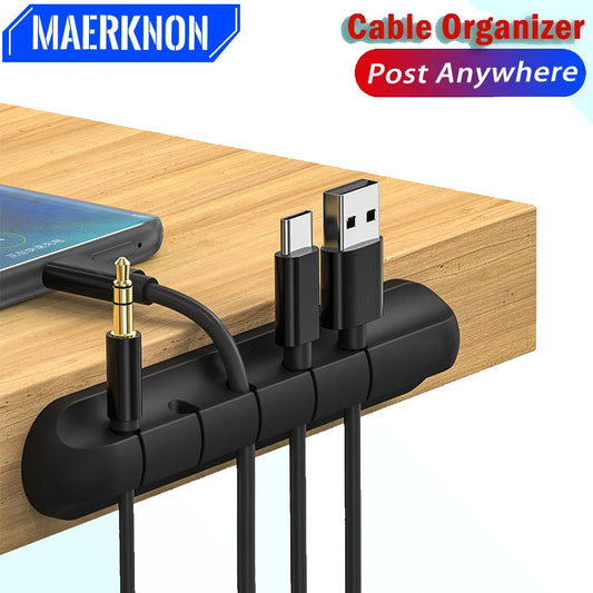 Maerknon Cable Organizer Management Clip Cable Holder for Mouse Headphone Wire Organizer Protector Silicone Desk Organize Winder