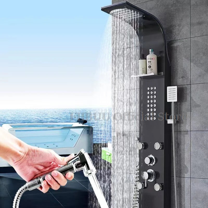 Luxury Intelligent Shower Thermostatic Smart Shower System For Bathroom Multifunctional Rain Shower Head Electronic Shower Set