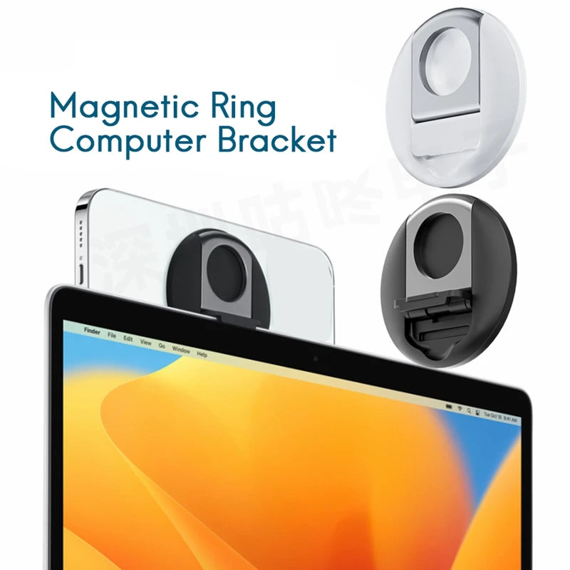 Magnetic Mobile Phone Ring Holder For MacBook MagSafe Continuity Camera Mount Support For iPhone 15 14 Mac Laptop Desktop Stand