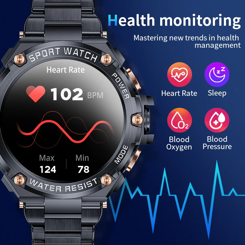 LIGE 800mA Large Battery Smart Watches Dual Bluetooth Call Waterproof Sports Men Smartwatch Heart Rate Monitor Bracelet 2024 New