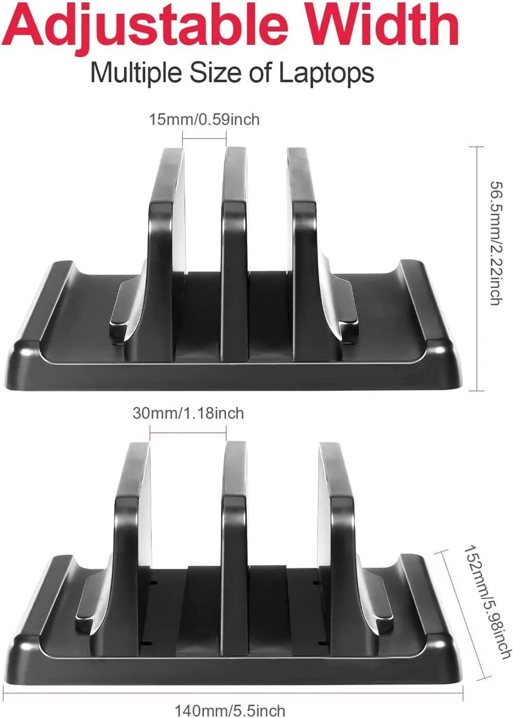 T-WOLF Dual-Slot Adjustable Vertical Laptop Stand