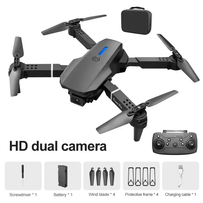 NEW E88 Drone 4K Aerial Photography HD Dual Cameras LED Lighting 360°All-round Foldble Wide Angle RC Drone