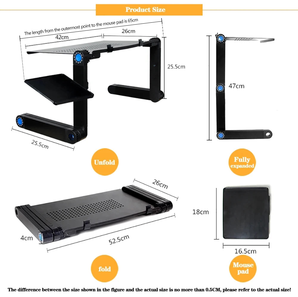 Adjustable Laptop Desk Stand Portable Aluminum Ergonomic Lapdesk