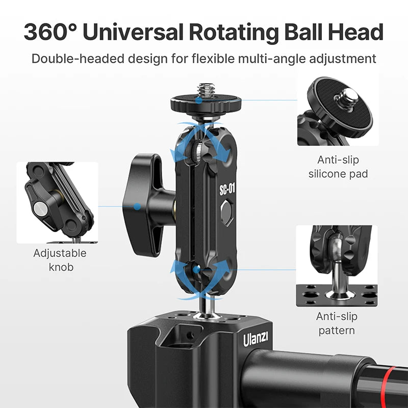 Ulanzi 3 inch/4.5 inch Action Camera Hand Pump Vacuum Suction Cup 1/4" 3/8" Camera Stabilizer Bracket for GoPro Insta360 Phone