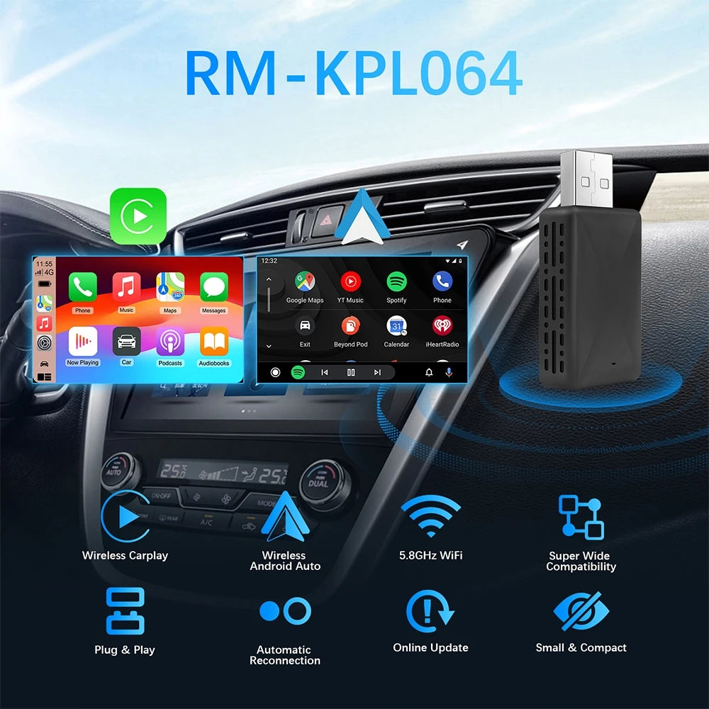 2in1 Wireless CarPlay Android Auto Wireless Adapter