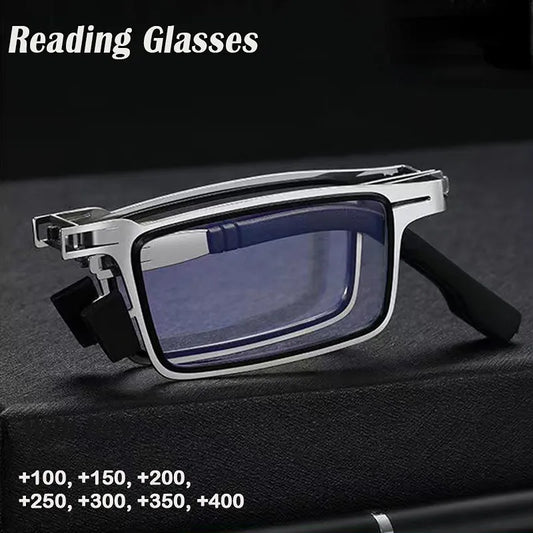 Portable Smart Folding Reading Glasses Blue Light Blocking For Men Metal Round Square Elder Eyeglasses Diopters Presbyopia Gafas