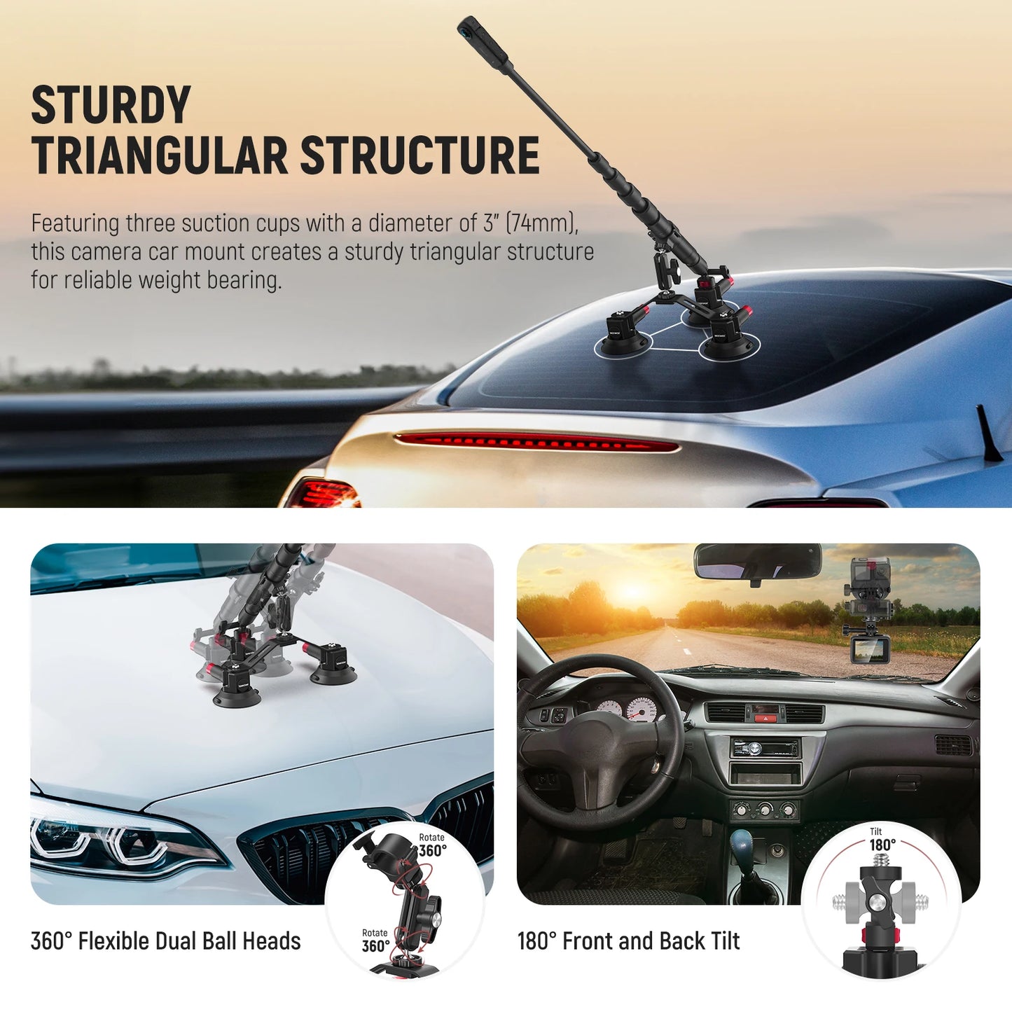 CA065 Triple Suction Cup Car Mount Kit