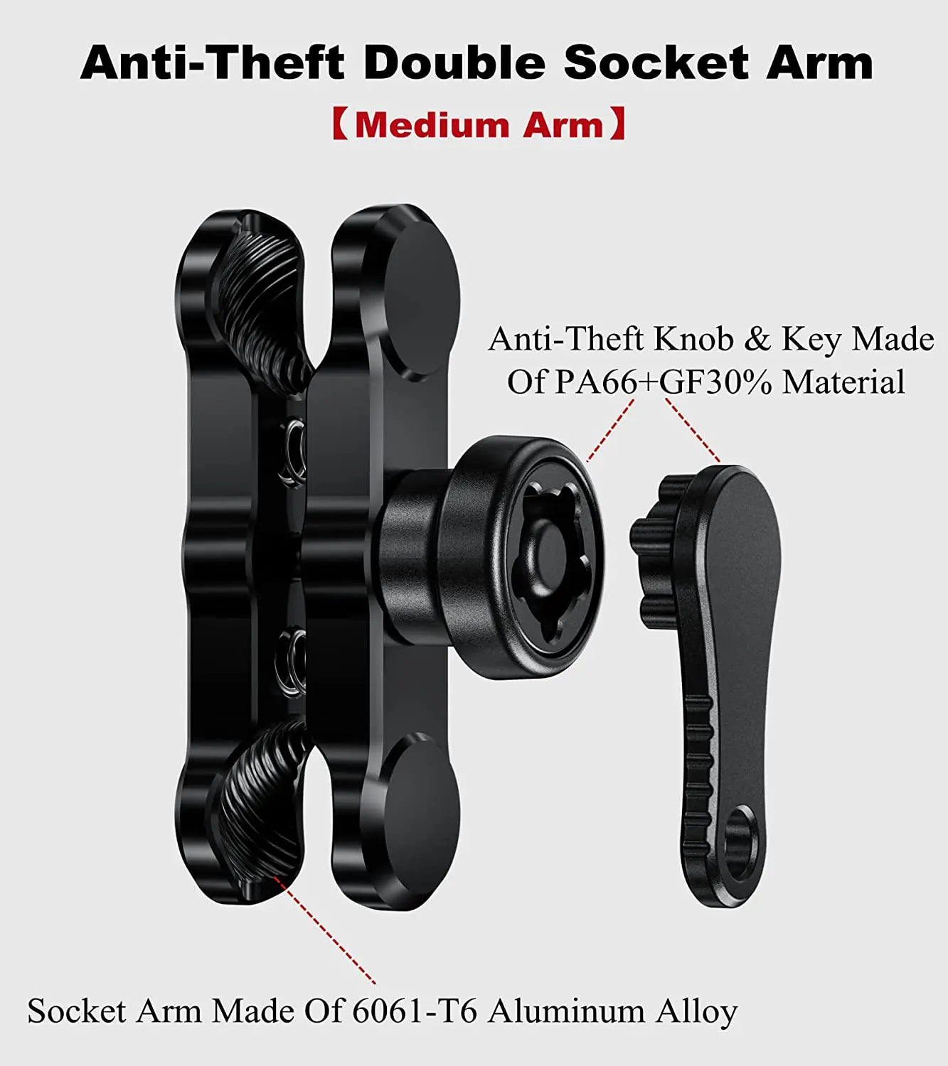 Anti-Theft Aluminum Alloy Double Socket Arm