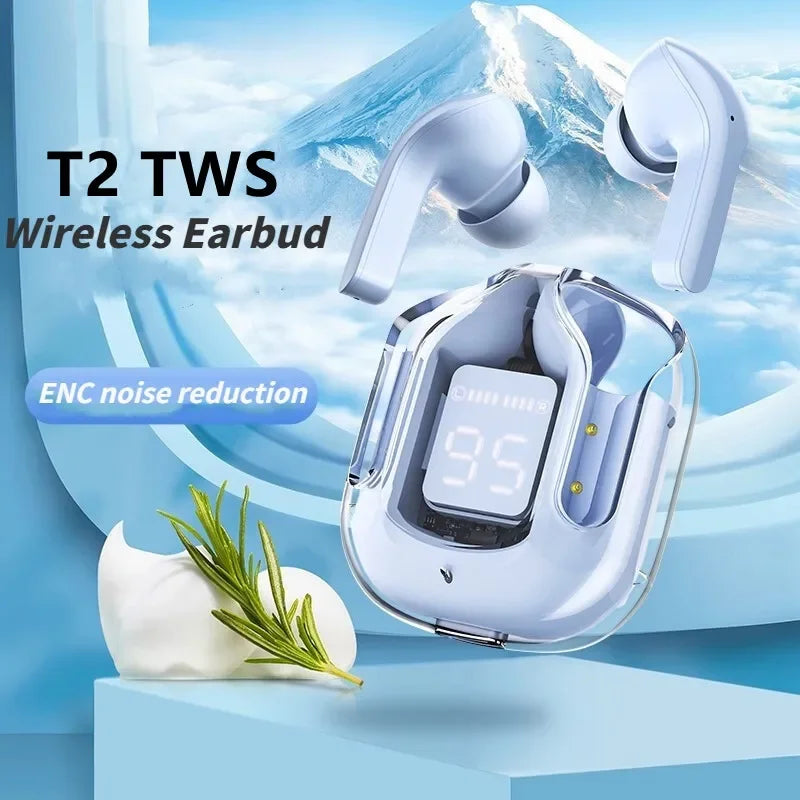 T2 Wireless Mini Earbuds LED Power Digital Display TWS Headset Stereo Sound Bluetooth-compatible 5.3 for iPone Xiaomi Lenovo