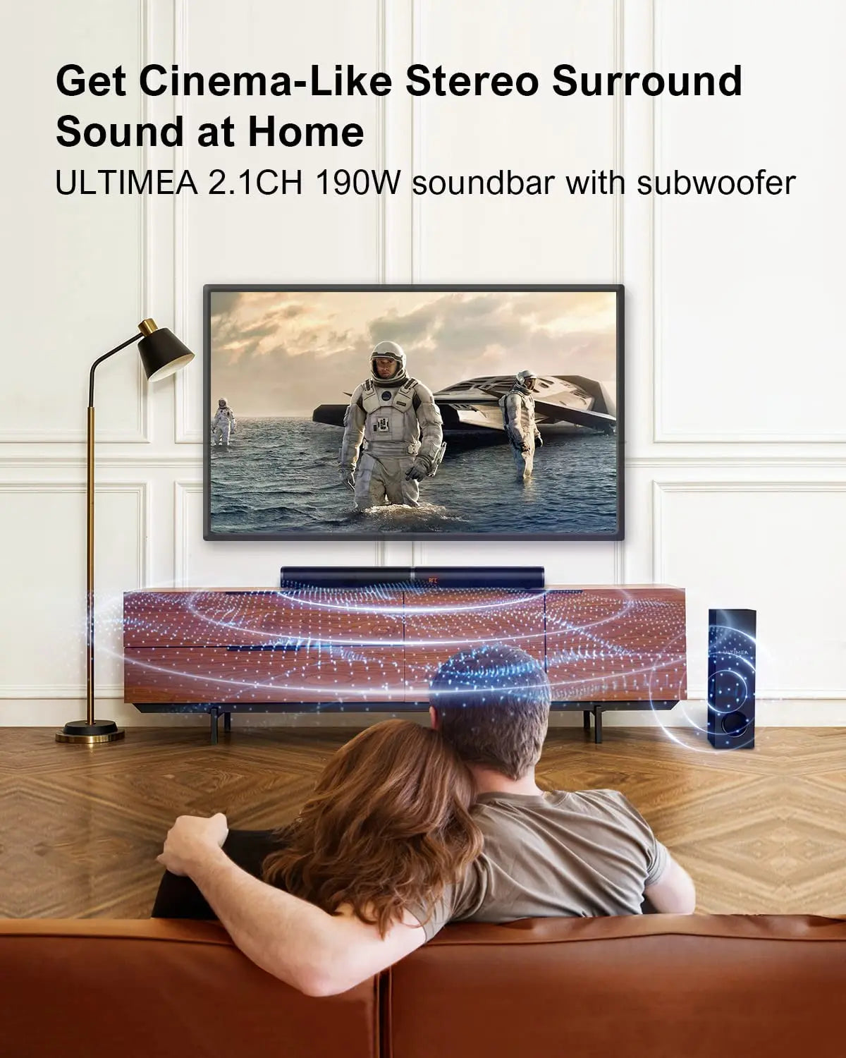 ULTIMEA 190W 2.1 TV Soundbar Home Theater Sound System Bluetooth Speakers Sound Bar Subwoofer Support Optical AUX HDMI Speaker