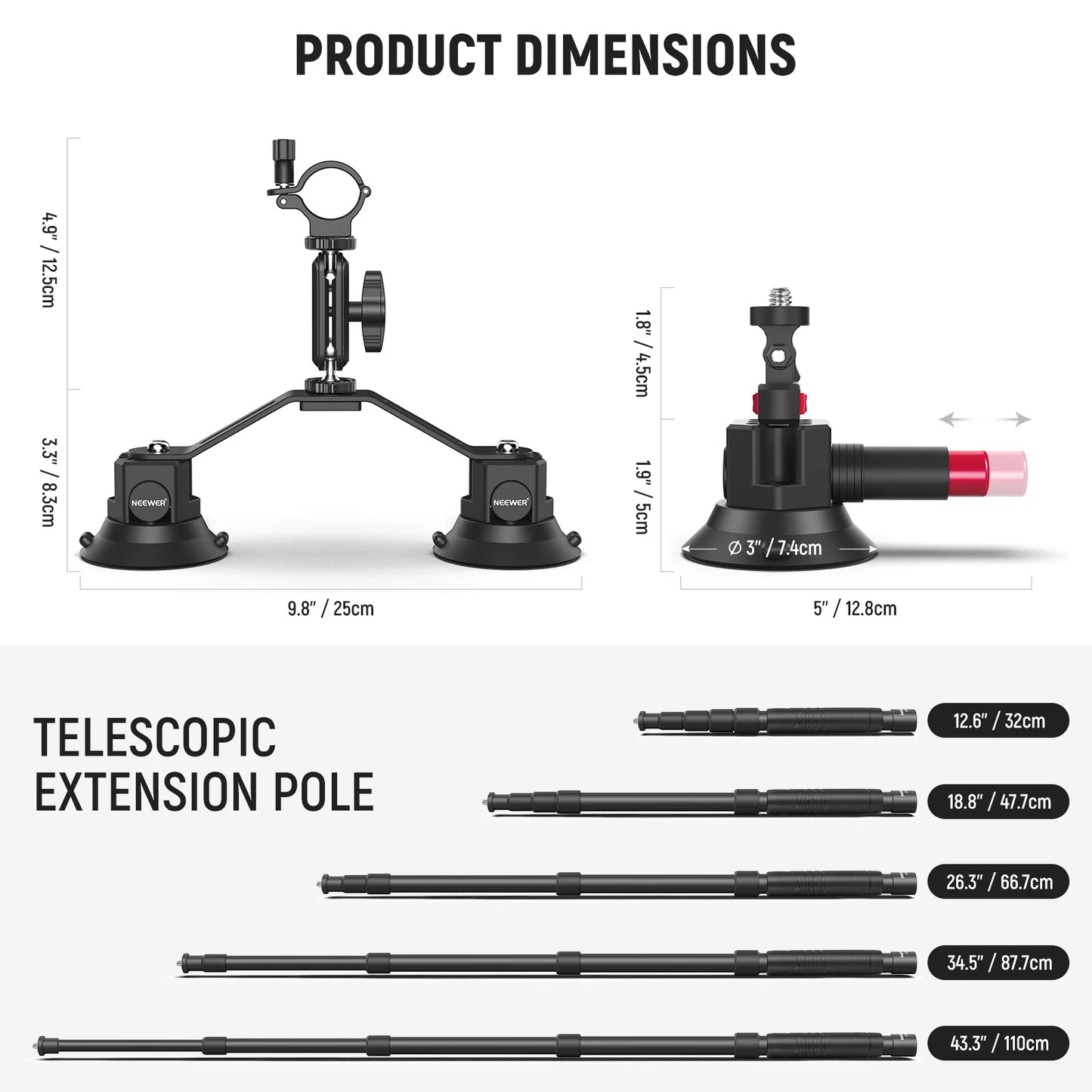 CA065 Triple Suction Cup Car Mount Kit