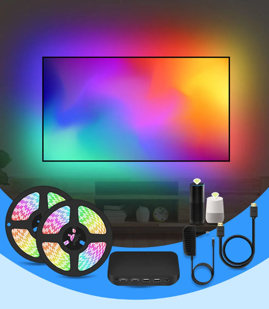 Smart Ambient TV Led Backlight For 4K HDMI 2.1 Device Sync Box Led Strip Lights Kit Wifi Alexa Voice Google Assistant Control