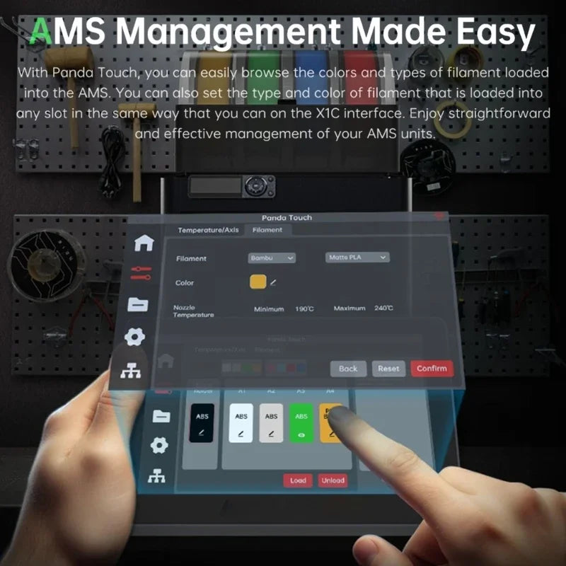 Panda Touch for Bambu Lab P1S 3D Printers Upgrade Screen Display Improves Printing Efficiency