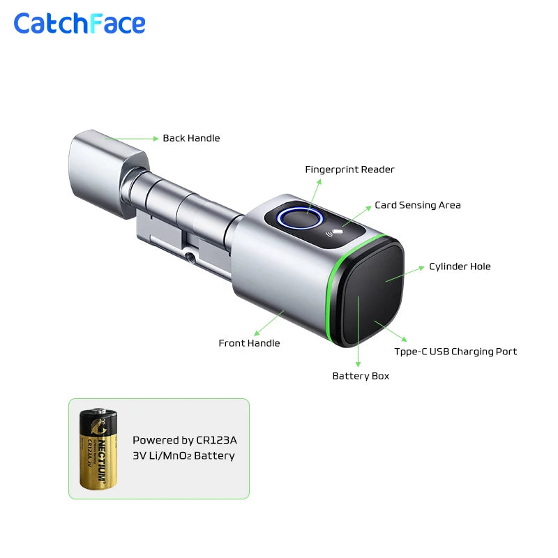 Catchface Euro TTLock APP Fingerprint or Code Password Digital RFID Card Cylinder Smart Door Lock