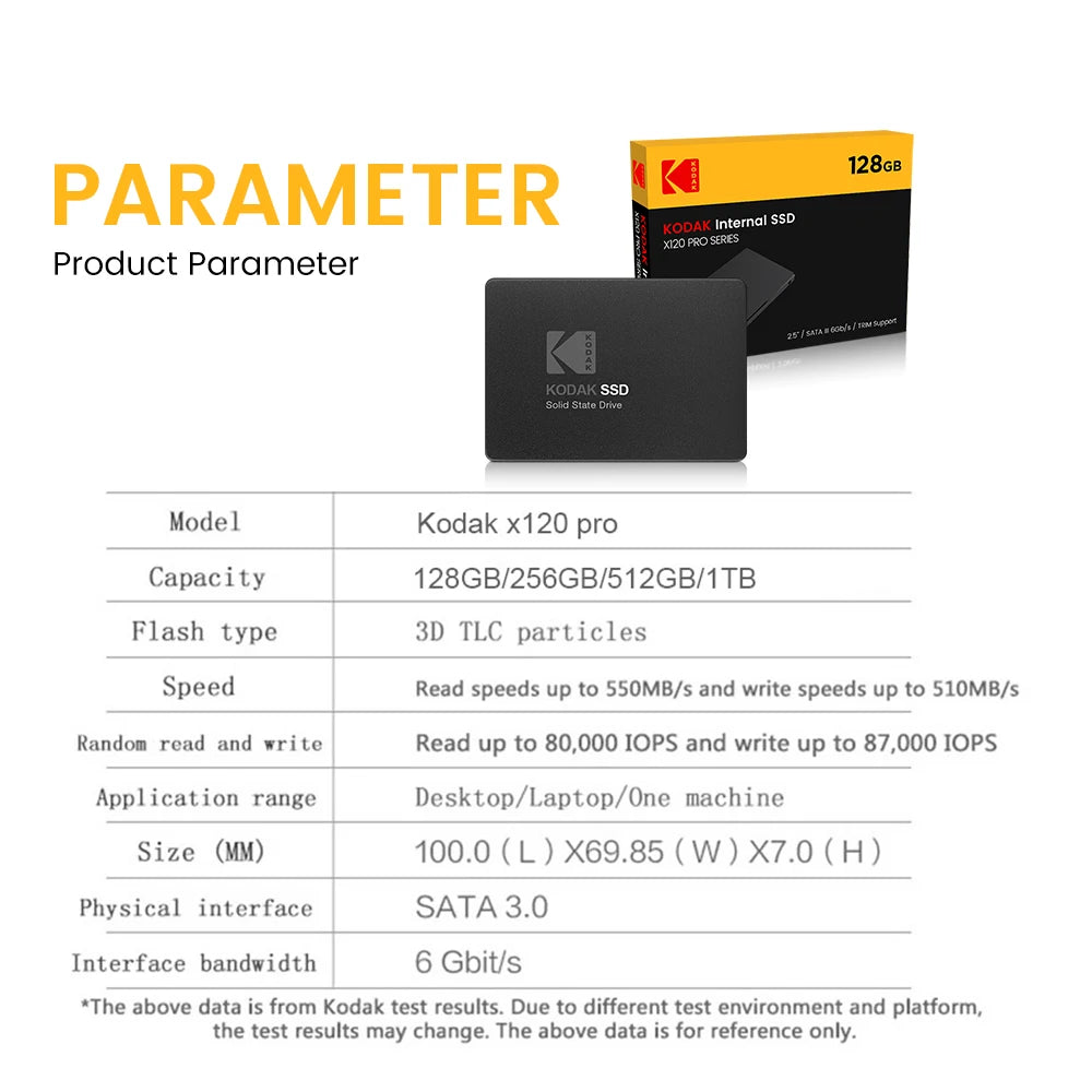 Original Kodak Internal SSD 256GB 512GB 960GB 2.5 Inch Sata III 550MB/S Solid State Drive 128GB 120GB 240GB for Laptops Destops