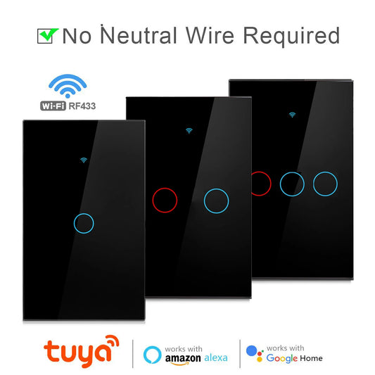 Tuya App Smart Switch Wireless Remote Wall WiFi Switch Voice Control Touch Sensor Light Switches Alexa Google Home 1/2/3 Gang